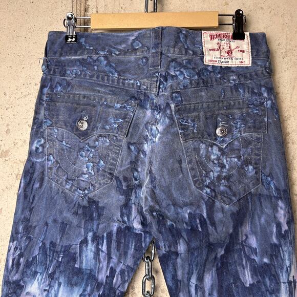 True Religion Ricky Straight Fit Coated Tie Dye BSO Black 32" Y2K Jeans - Picture 1 of 8